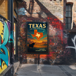 Texas Vintage Travel Poster Wall Art Print