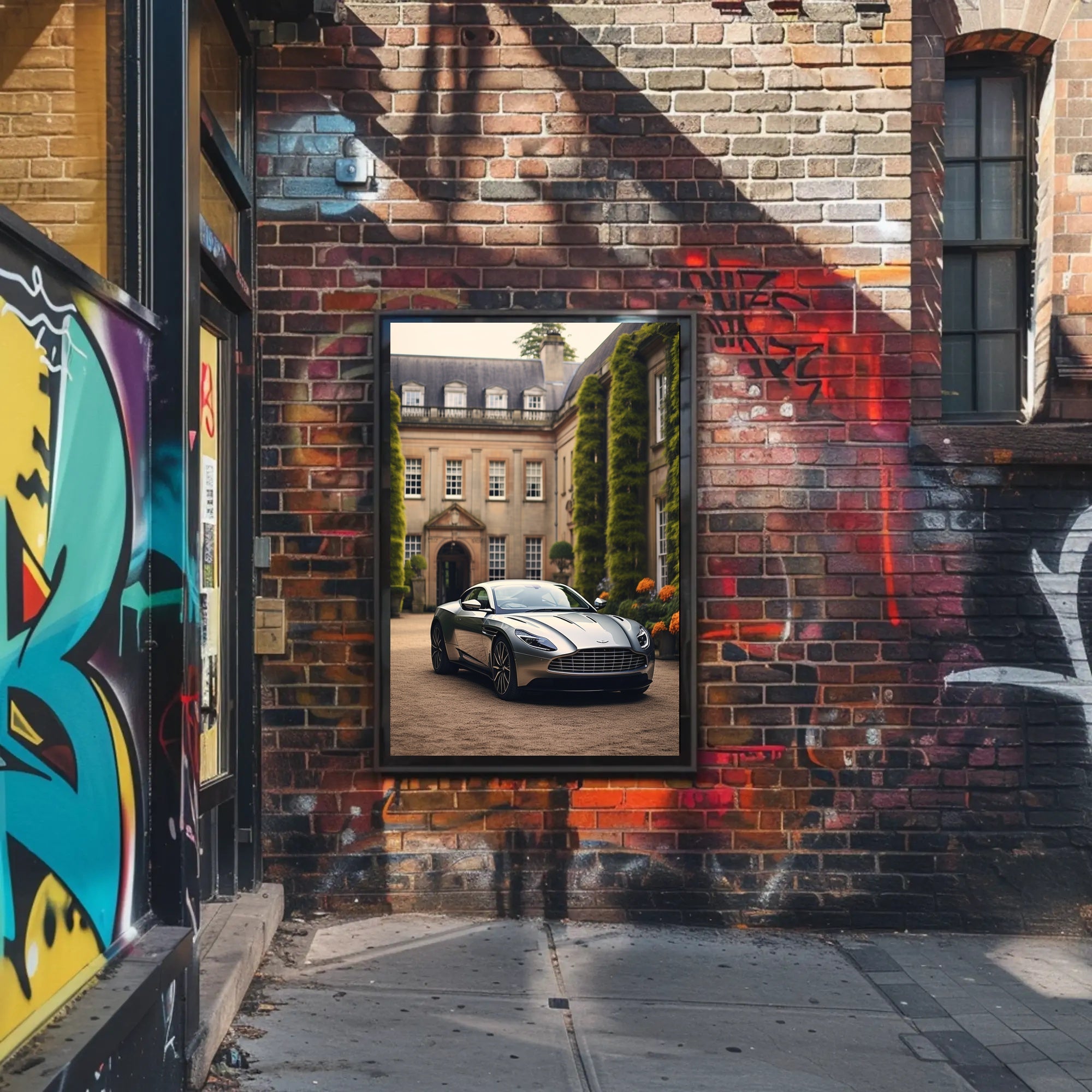Luxury Sports Car Mansion Elegance Artistic Poster