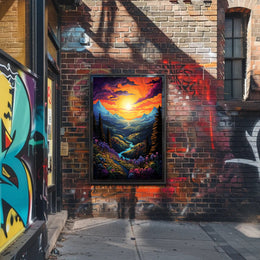 Vibrant Fantasy Landscape Sunrise Sunset National Park Poster