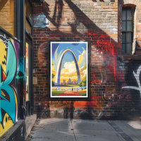 Gateway Arch Travel Poster Vintage Style Print