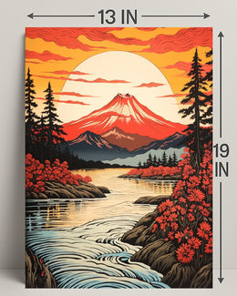 Majestic Mountain Sunset Poster PosterGoat