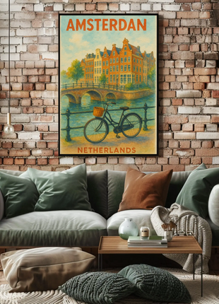 Amsterdam Netherlands Bike Canal Charm Travel Poster