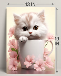 Kitten In A Cup Poster PosterGoat