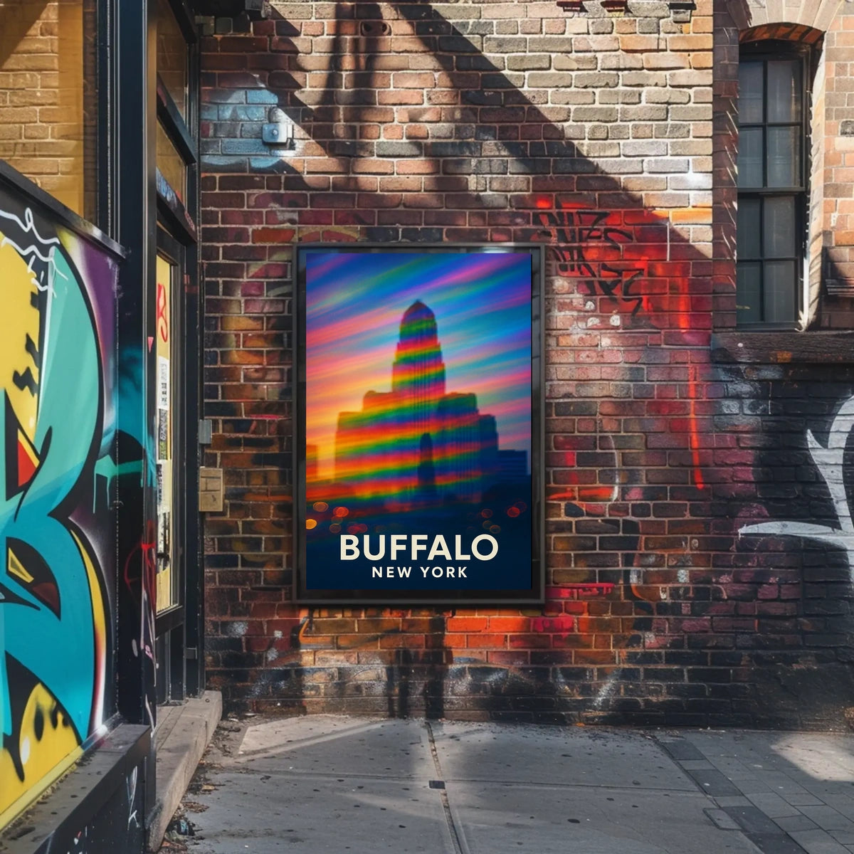 Buffalo Skyline Vibrant Digital Painting Souvenir Poster