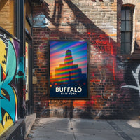 Buffalo Skyline Vibrant Digital Painting Souvenir Poster
