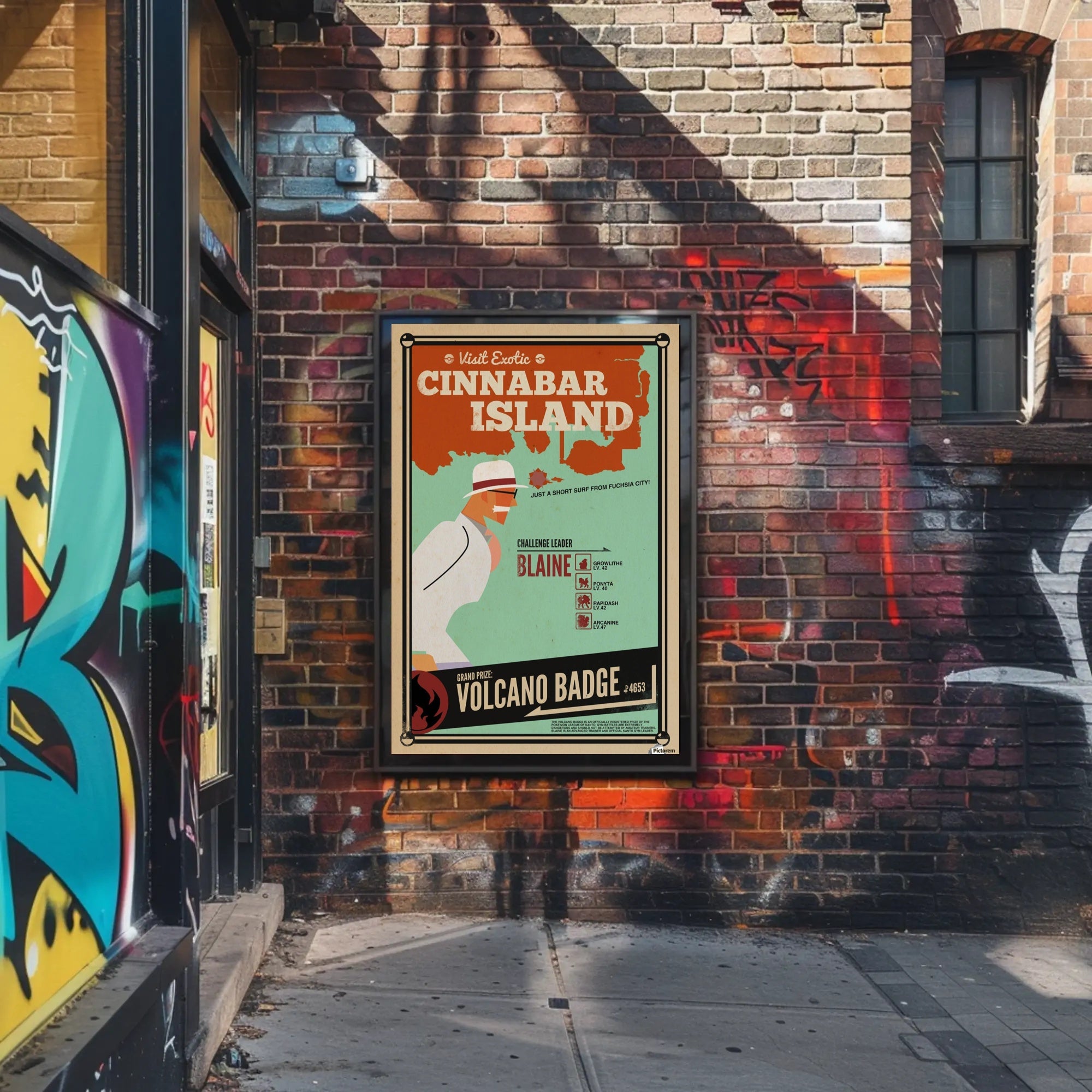 Cinnabar Island Retro Poster: Pokémon Adventure Travel Poster PosterGoat