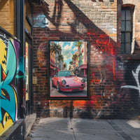 Vintage Car in Vibrant Cityscape Art Poster Print PosterGoat