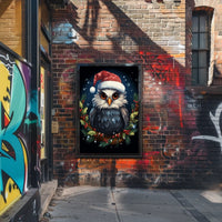 Whimsical Festive Owl Christmas Fantasy or Mythology Poster