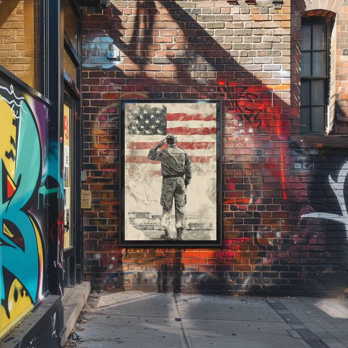 Honoring American Veteran Saluting Flag Scene Poster