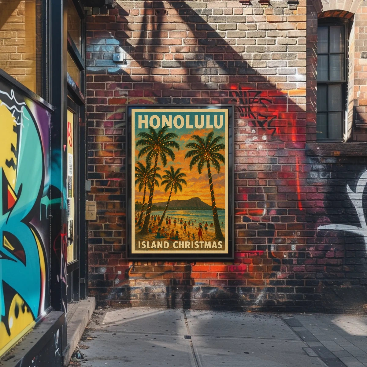 Island Christmas in Honolulu Poster