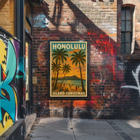 Island Christmas in Honolulu Poster
