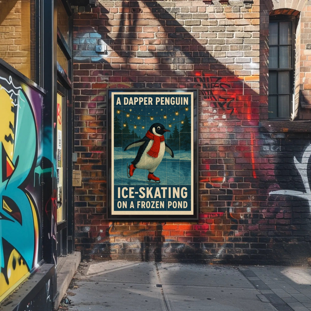 A Dapper Penguin Ice-Skating Poster