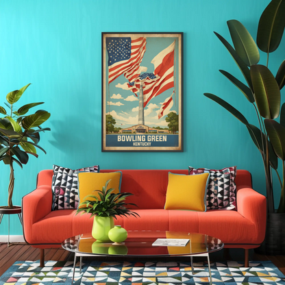 Bowling Green Kentucky Cityscape Art Print Vintage Travel Poster