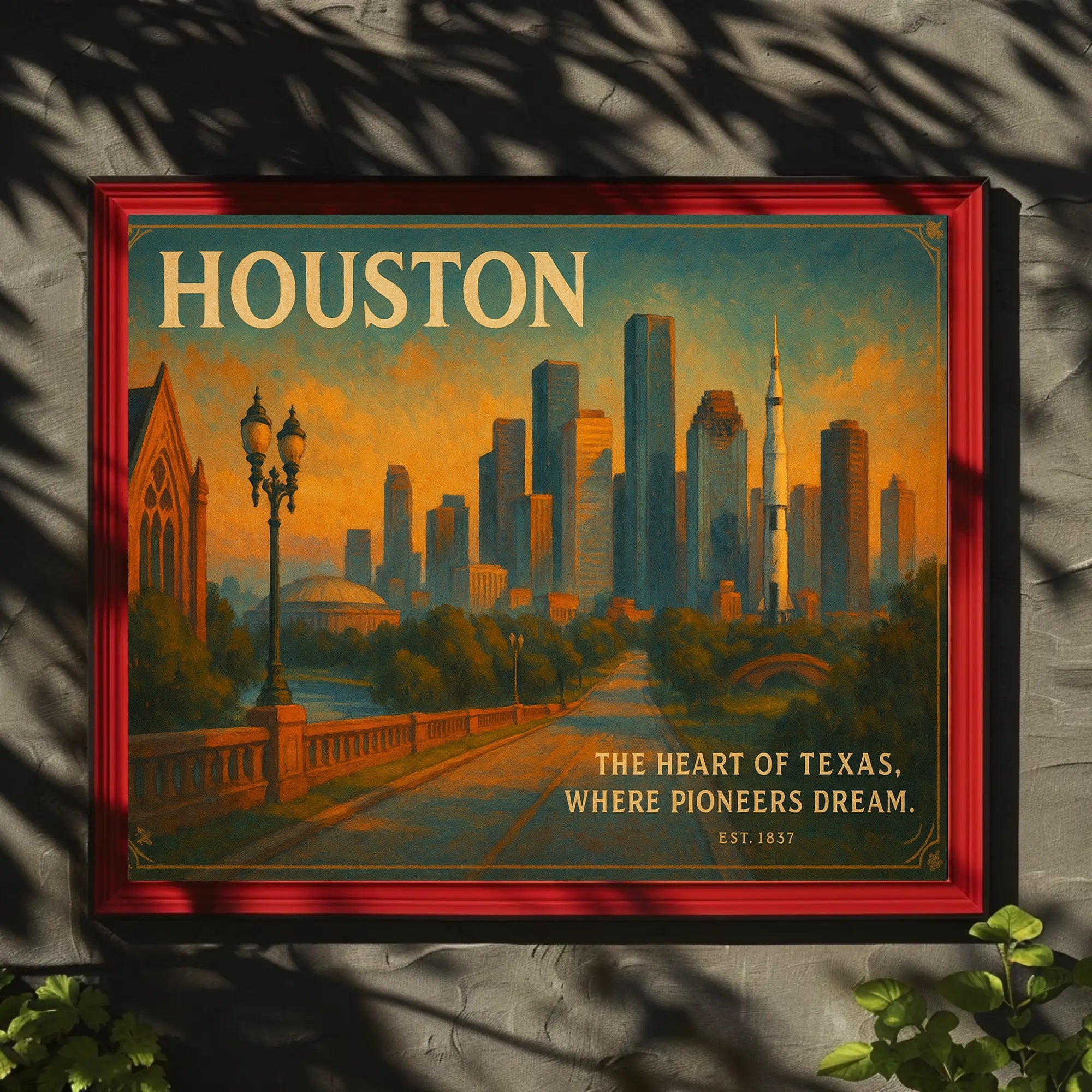 Houston Travel Poster: The Heart of Texas Art