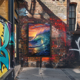 Ocean Wave At Sunset Art Print - Artistic Poster