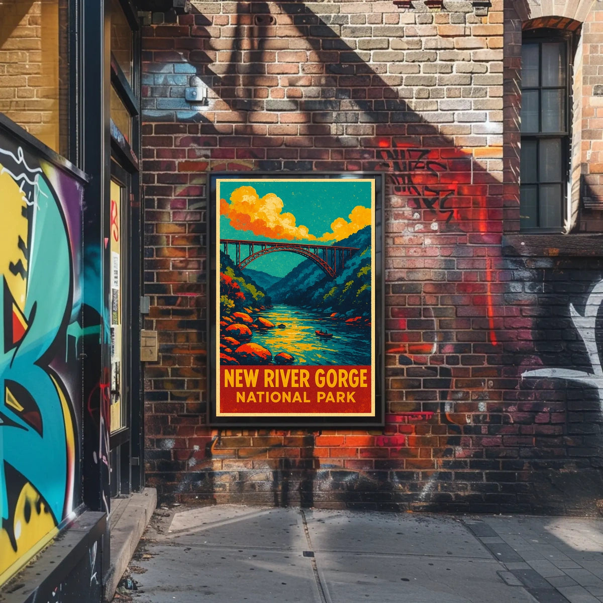 New River Gorge Vintage Travel Adventure Poster