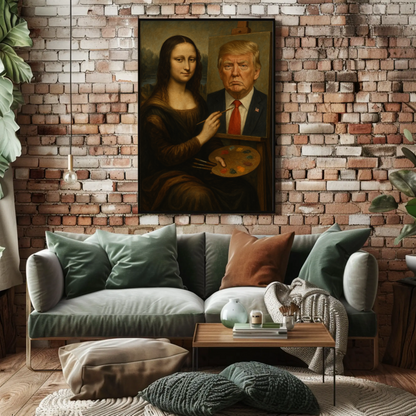Mona Lisa Paints Trump Historical Parody Poster