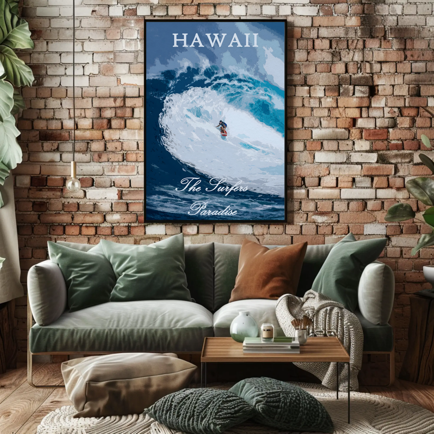 Hawaii Big Wave Surfer Ocean Power Travel Poster