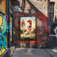 rooster crowing proudly at sunrise Poster