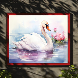Serene Swan in Watercolor Poster PosterGoat