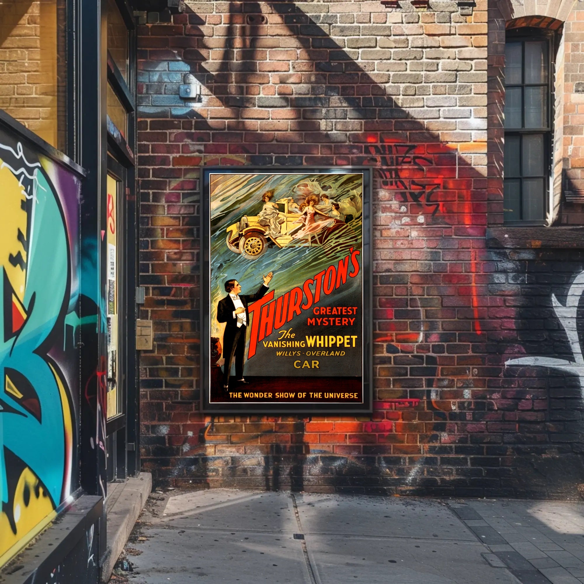 Magic Illusionist Vanishing Car Vintage Show Poster