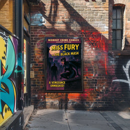Miss Fury Vintage Comic Nighttime Adventure Pop Culture Poster