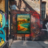 Honolulu Paradise Vintage Poster Tropical Adventure Art