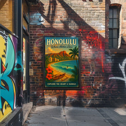 Honolulu Paradise Vintage Poster Tropical Adventure Art
