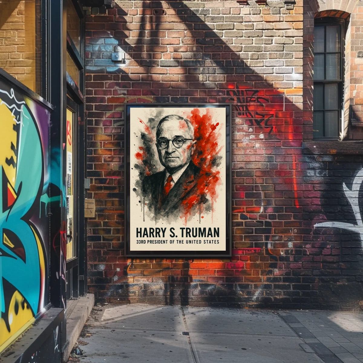 Harry S. Truman Watercolor Historical Presidential Poster