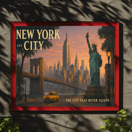 Iconic New York City Poster Vintage Travel Wall Art