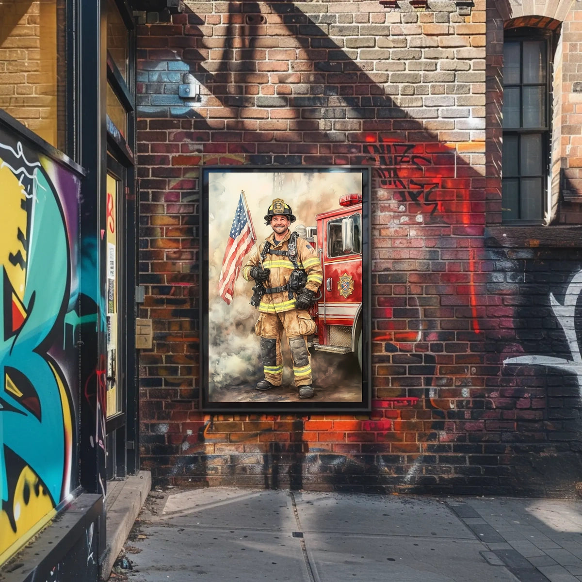 smiling firefighter Poster