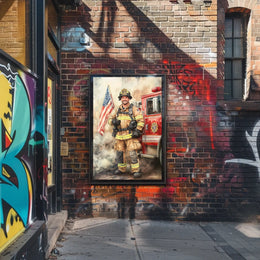 smiling firefighter Poster