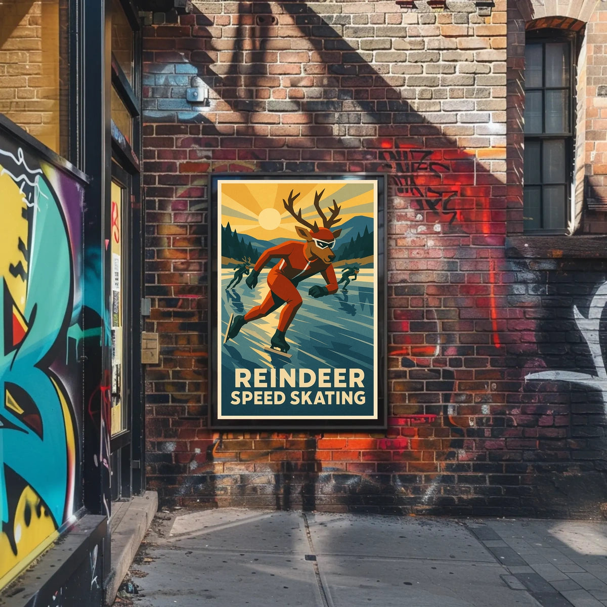 Reindeer Speed Skating Poster