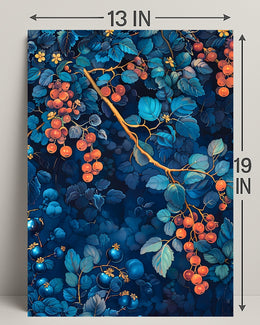 Vibrant Botanical Art: Enchanting Berry and Foliage Poster