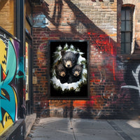 Winter Forest Bear Cubs Photorealistic Art Poster