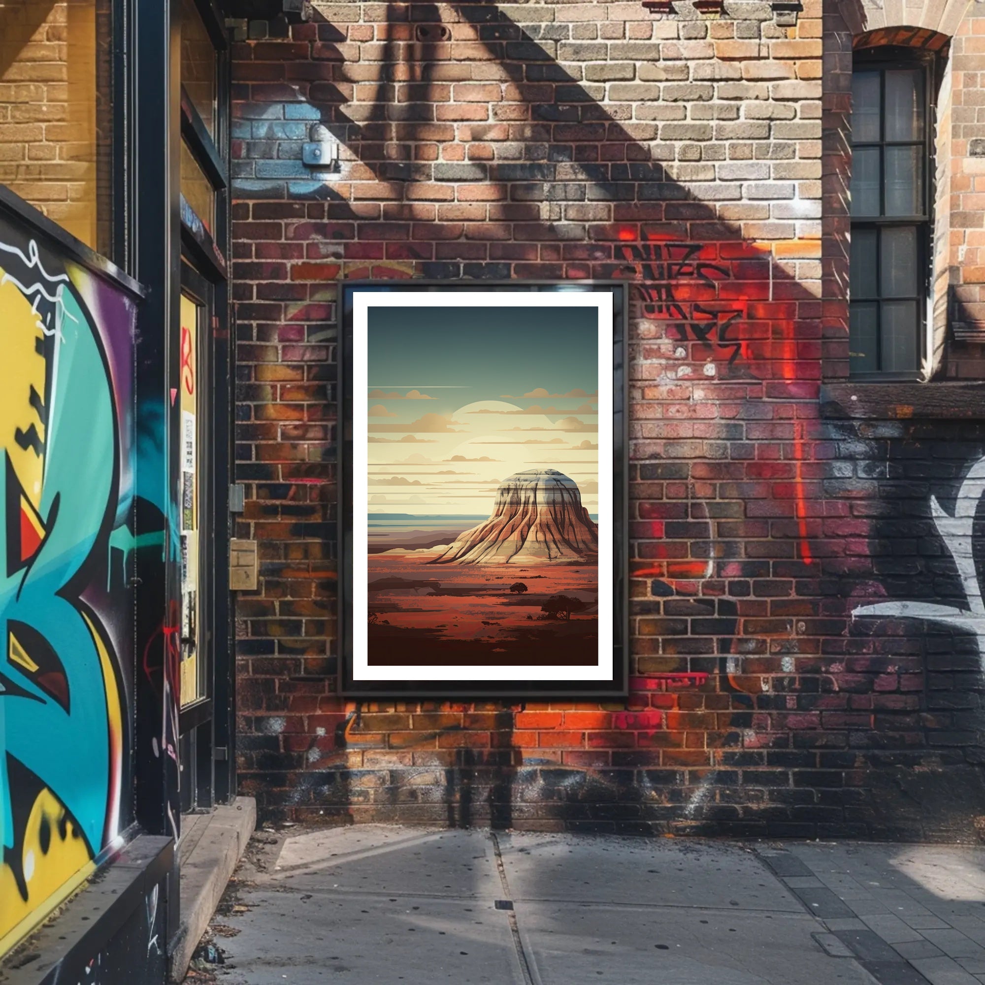 Desert Landscape Illustration Poster Modern Wall Art