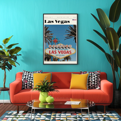 Vintage Poster Las Vegas Sign Daytime