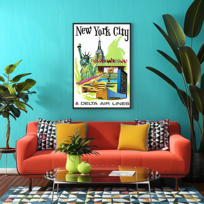 New York City Air Lines Travel Poster
