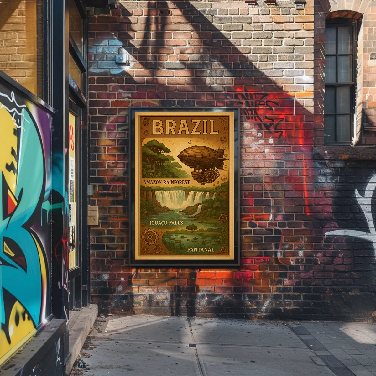 Brazilian Adventure Steampunk Airship Poster Art Print
