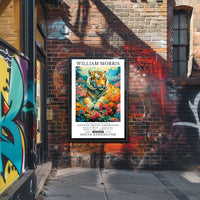 Majestic Tiger in Dreamlike Garden: Abstract or Artistic Poster