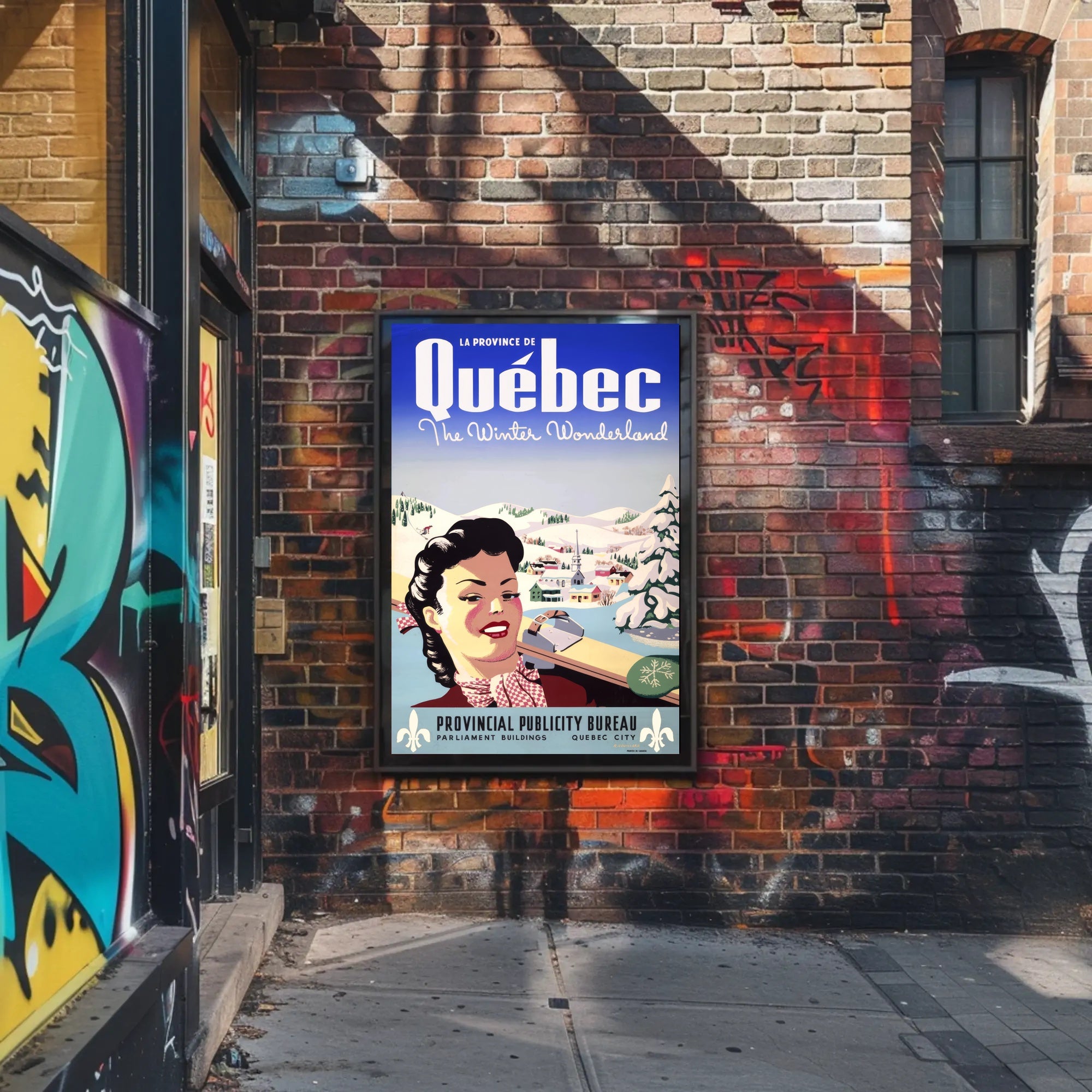 Vintage Québec Winter Wonderland Travel Poster PosterGoat