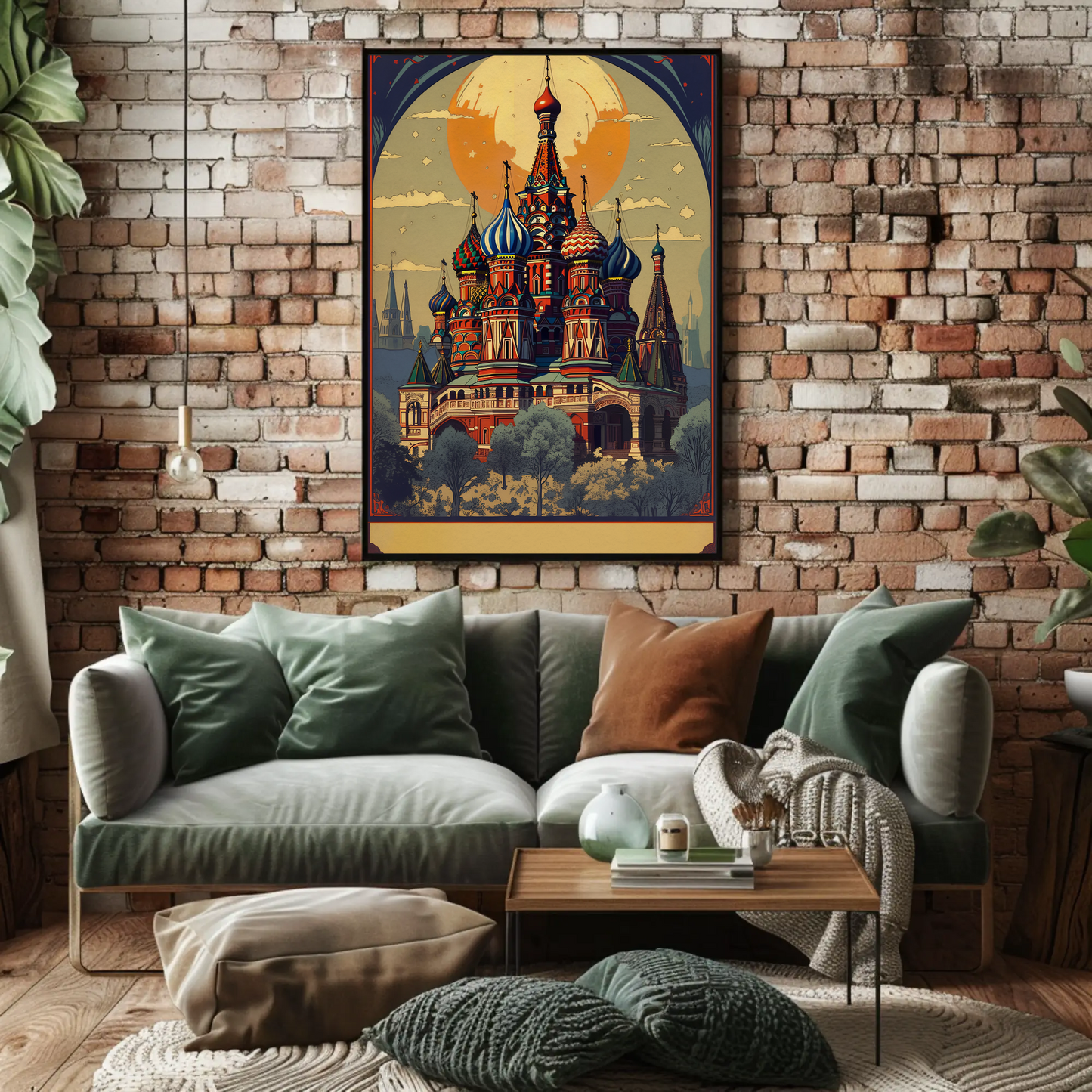 Saint Basil's Cathedral Moscow Sunset Dome Travel Poster