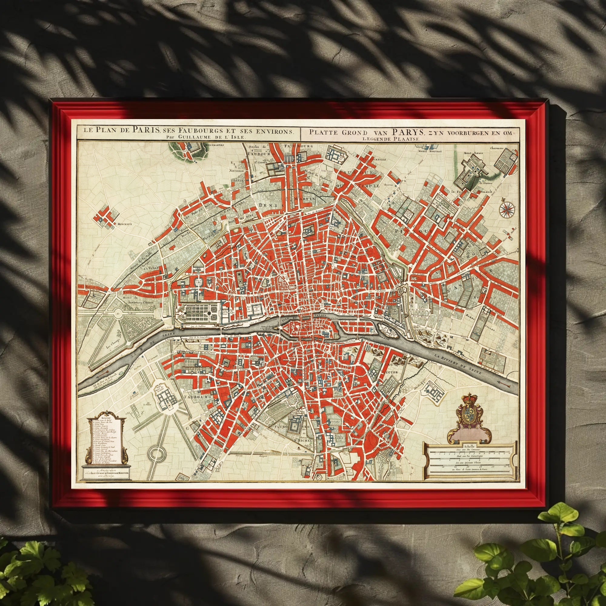 Vintage Map of Paris Wall Mural. Plattegrond van Parijs (ca. 1721–1774)