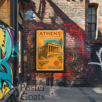 Athens Parthenon Vintage Travel Poster