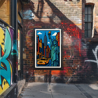 New York City Poster Modern Vibrant Urban Scene Wall Art