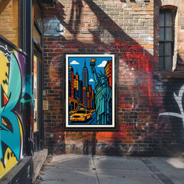 New York City Poster Modern Vibrant Urban Scene Wall Art