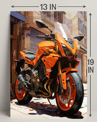 Vibrant Urban Motorcycle Poster PosterGoat