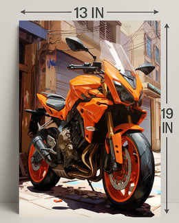 Vibrant Urban Motorcycle Poster PosterGoat