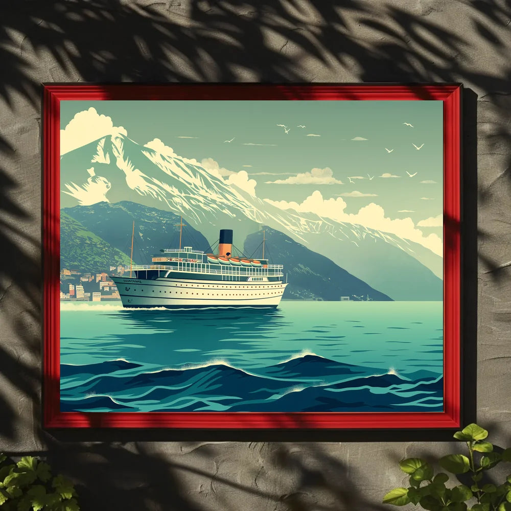 Vintage Ocean Liner Scenic Travel Poster Print