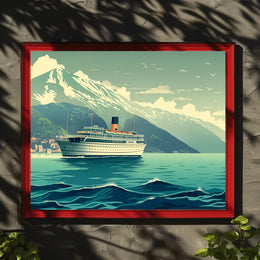 Vintage Ocean Liner Scenic Travel Poster Print